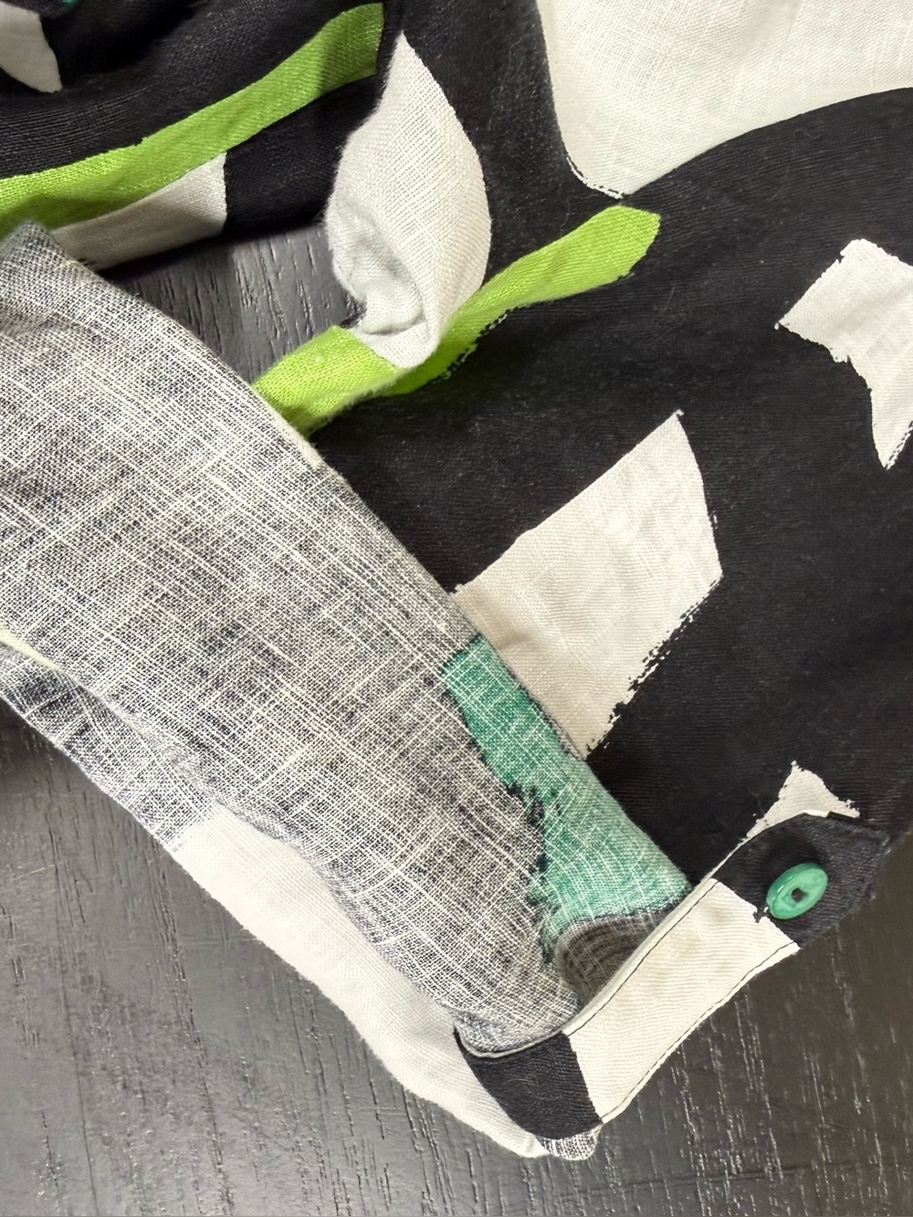 Ulla Popken Black, White & Green Abstract 3/4 Sleeve Maxi Shirt Dress - Picture 9 of 13